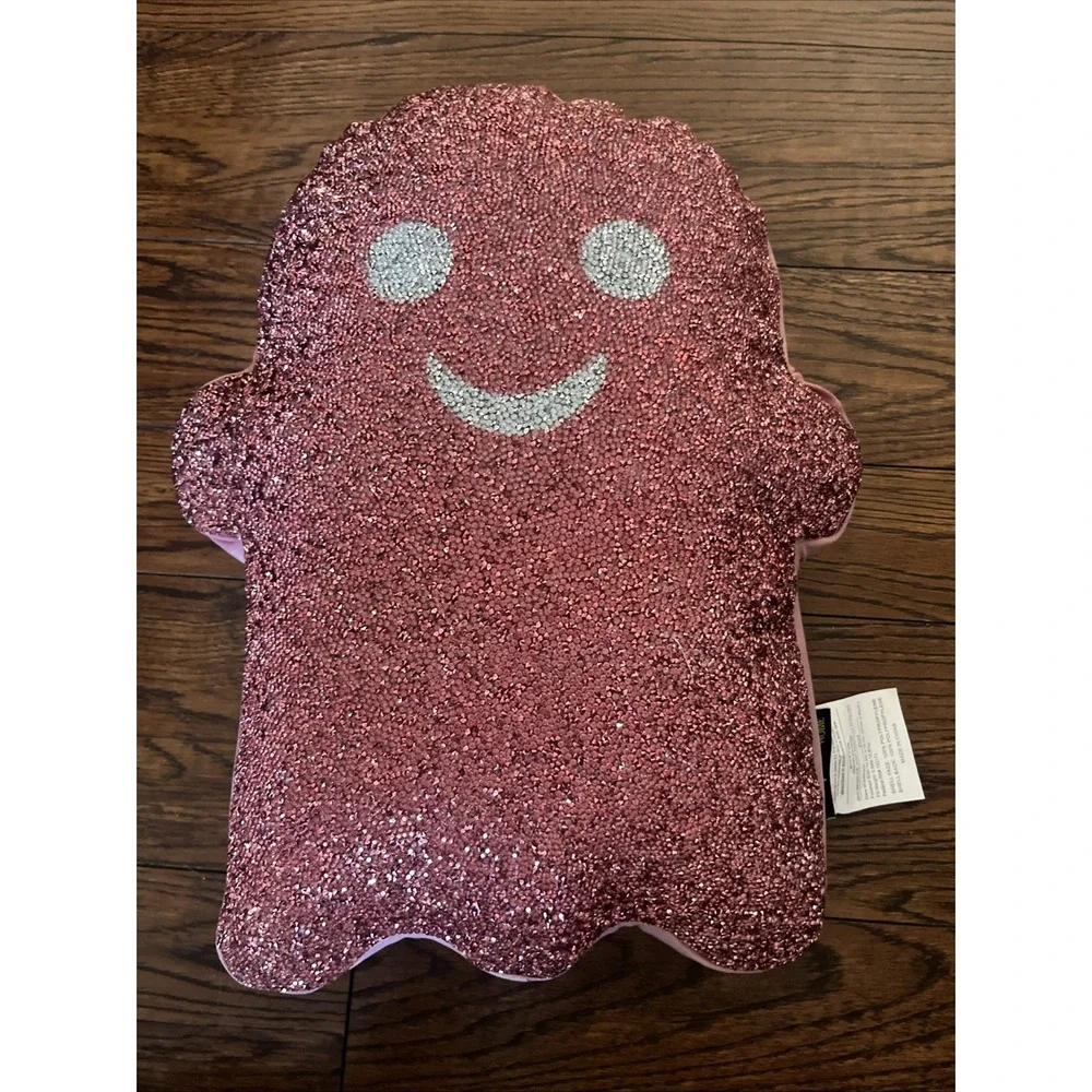 Halloween Ghost Pillow Pink Glitter Sparkles Home Rhinestone Tik Tok Decor